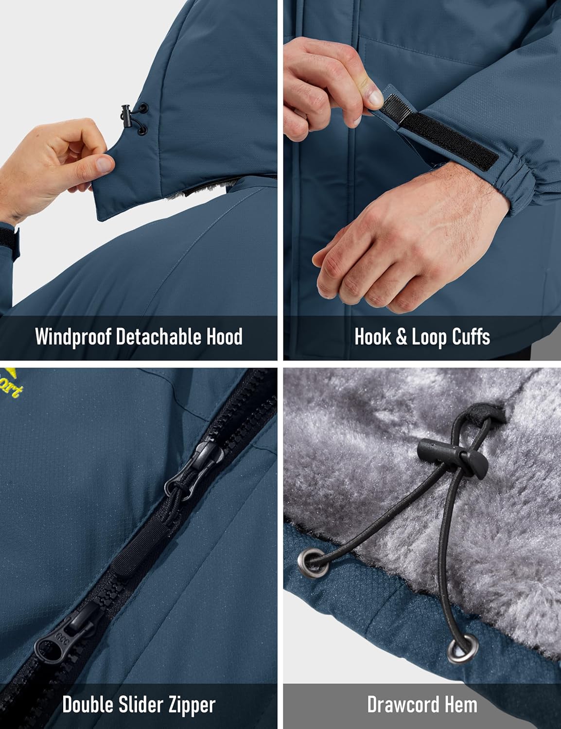 MAGCOMSEN Men's Winter Ski Jacket Snow Waterproof Fleece Lined Warm Jackets Snowboard Parka Raincoat with 7 Pockets - Image 6