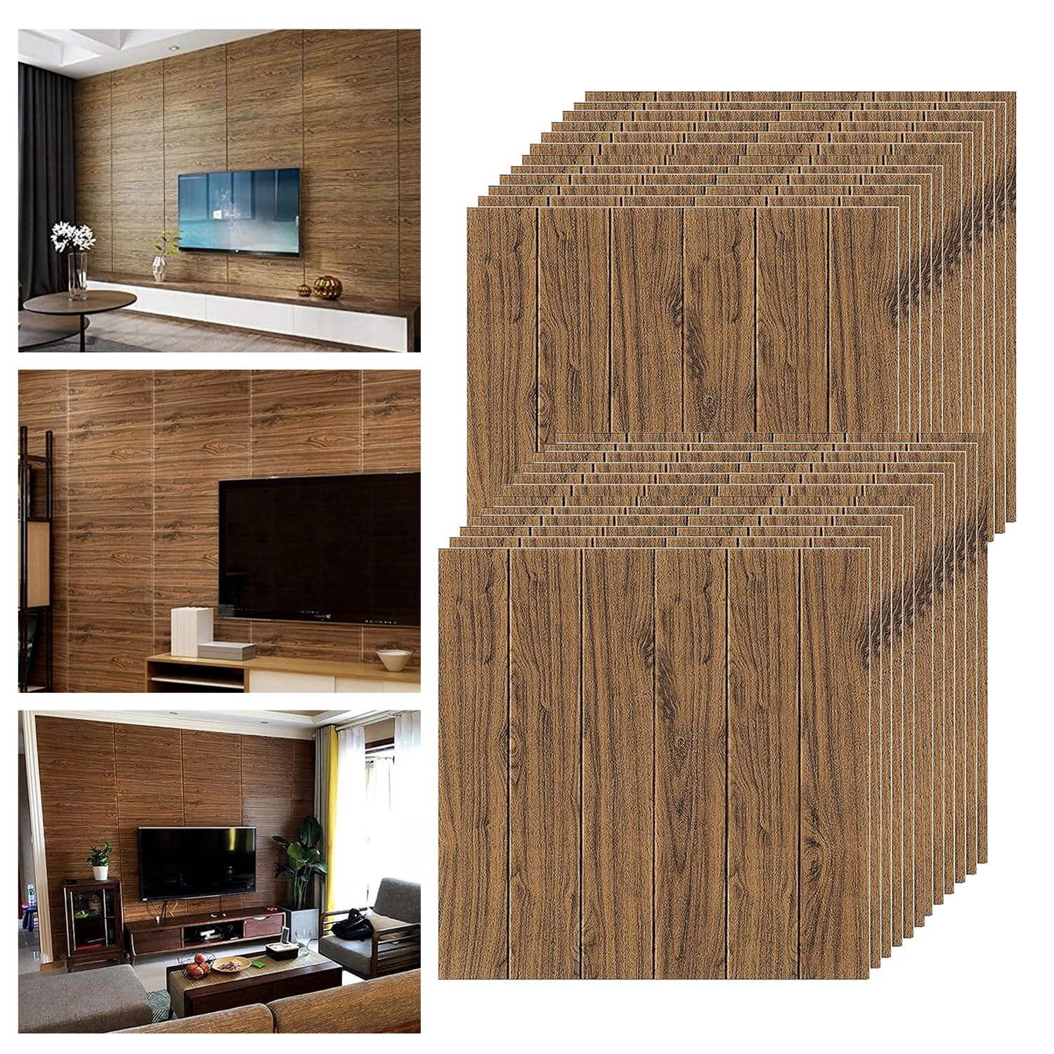 SMEF 3D Foam Wallpaper Wall Panels Self-Adhesive Waterproof PE Foam, Ceiling Wallpaper for Bedroom Furniture, 57.5 Sq.Ft Peel and Stick - 70 x 70 cm (Dark Wooden, Pack of 01) (B0BYXMBVSF) Amazon Price History, Amazon Price Tracker