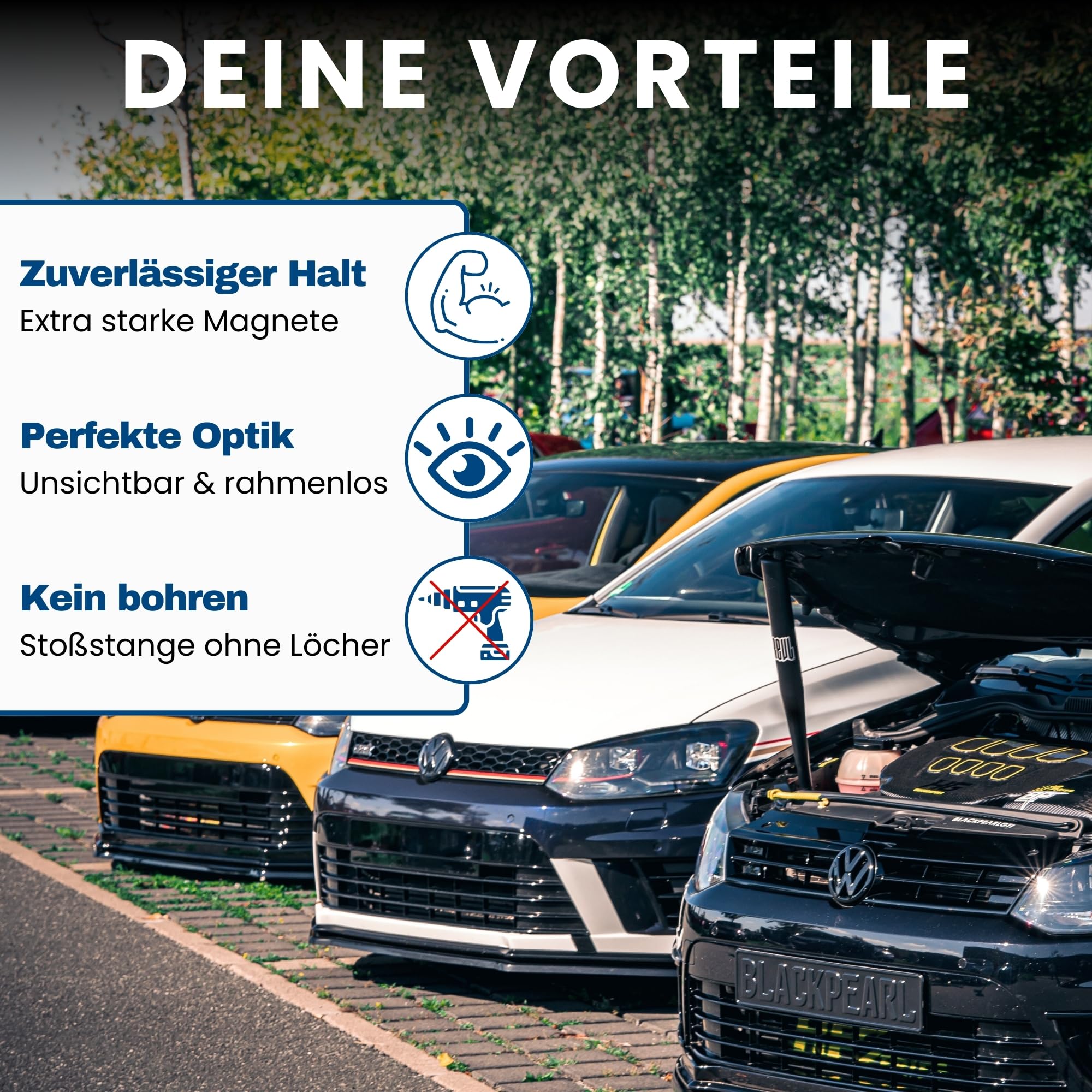 Ivality Magnet Kennzeichenhalter hinter der Stoßstange für Autos mit Neodym-Magneten & 3M VHB Klebeband, Rahmenlose Kennzeichenhalter Unsichtbare Montage für 1 Kennzeichen, StVZO getestet bis 350 km/h