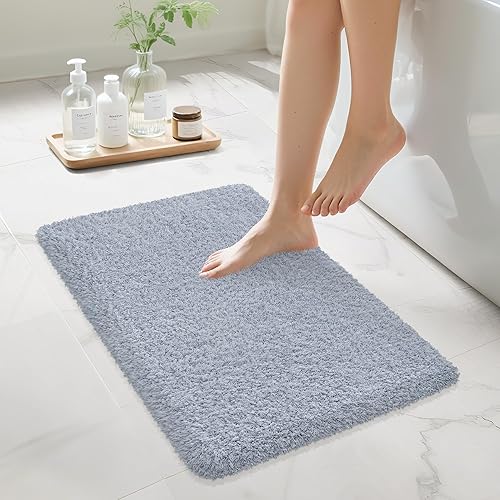 Alfombras de baño antideslizantes de 24 x 16 pulgadas, absorbentes, de secado rápido, alfombras de baño de microfibra peluda, felpa extrasuave,