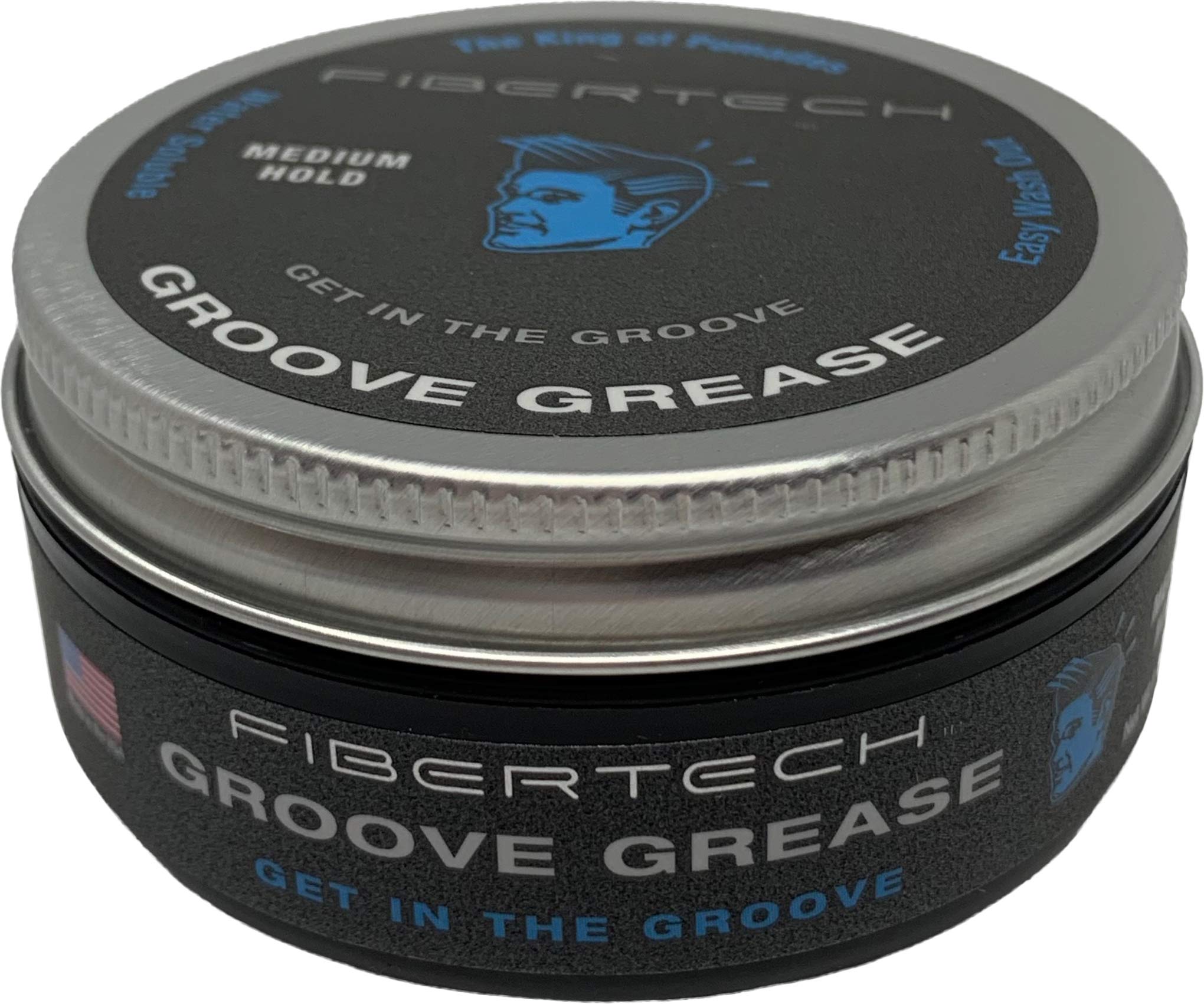Fibertech | GROOVE GREASE | Medium Hold High Shine| Professional Grade Water-Based Pomade | Natural Ingredients | Long Lasting Styling Volume | Easy Wash Out | Protects Hair from UV Rays | 2oz Jar