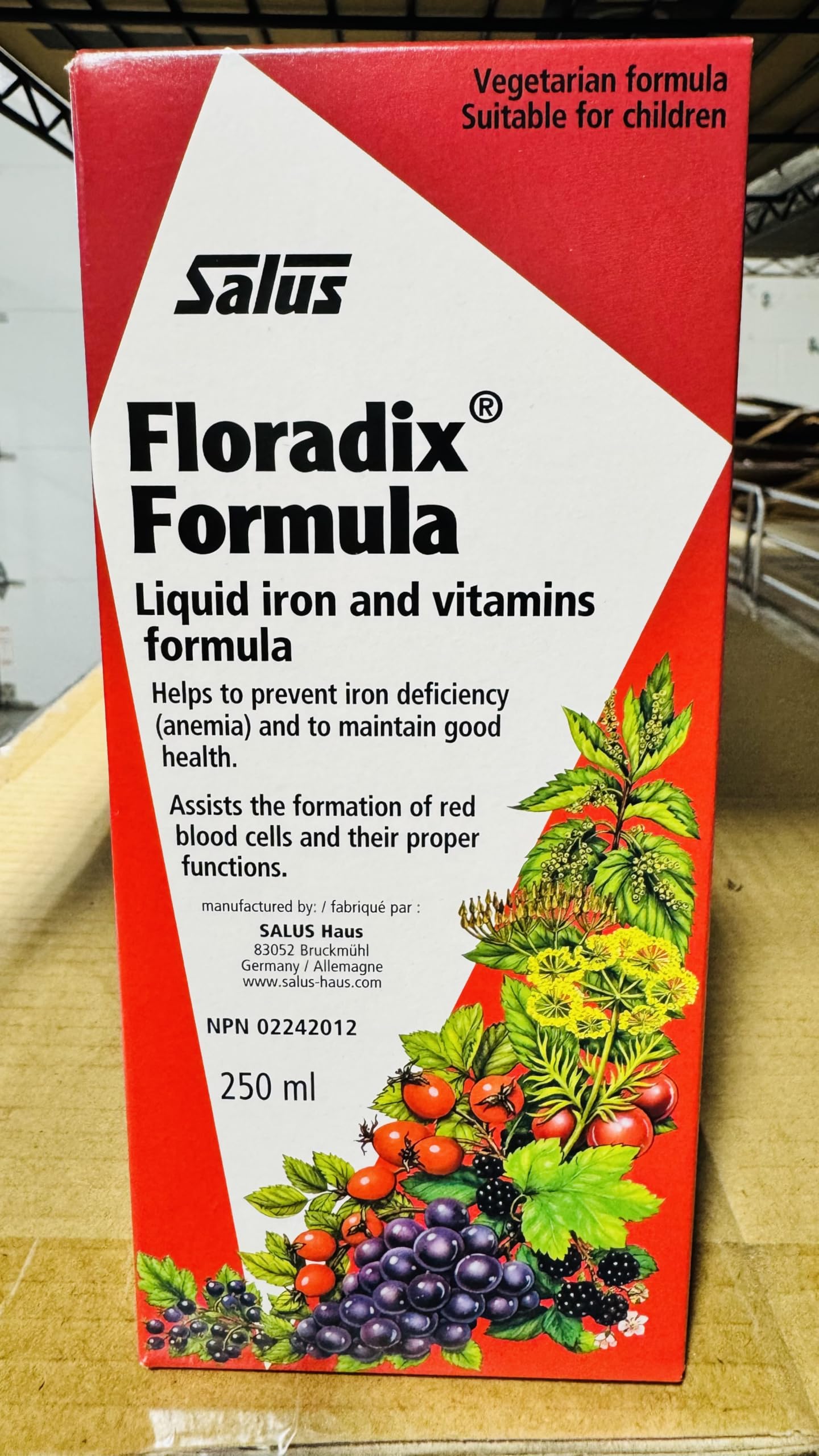 Floradix Liquid Iron and Vitamin Formula Food Supplement 250 ml