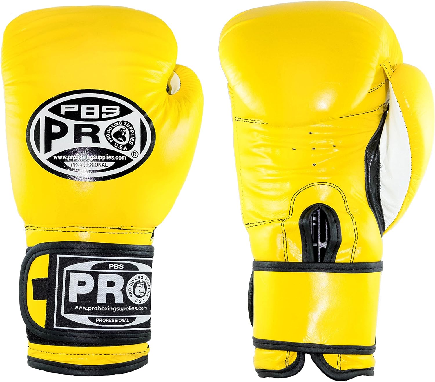 Pro Boxing Supplies Classic Leather Gloves (Yellow, 16 oz
