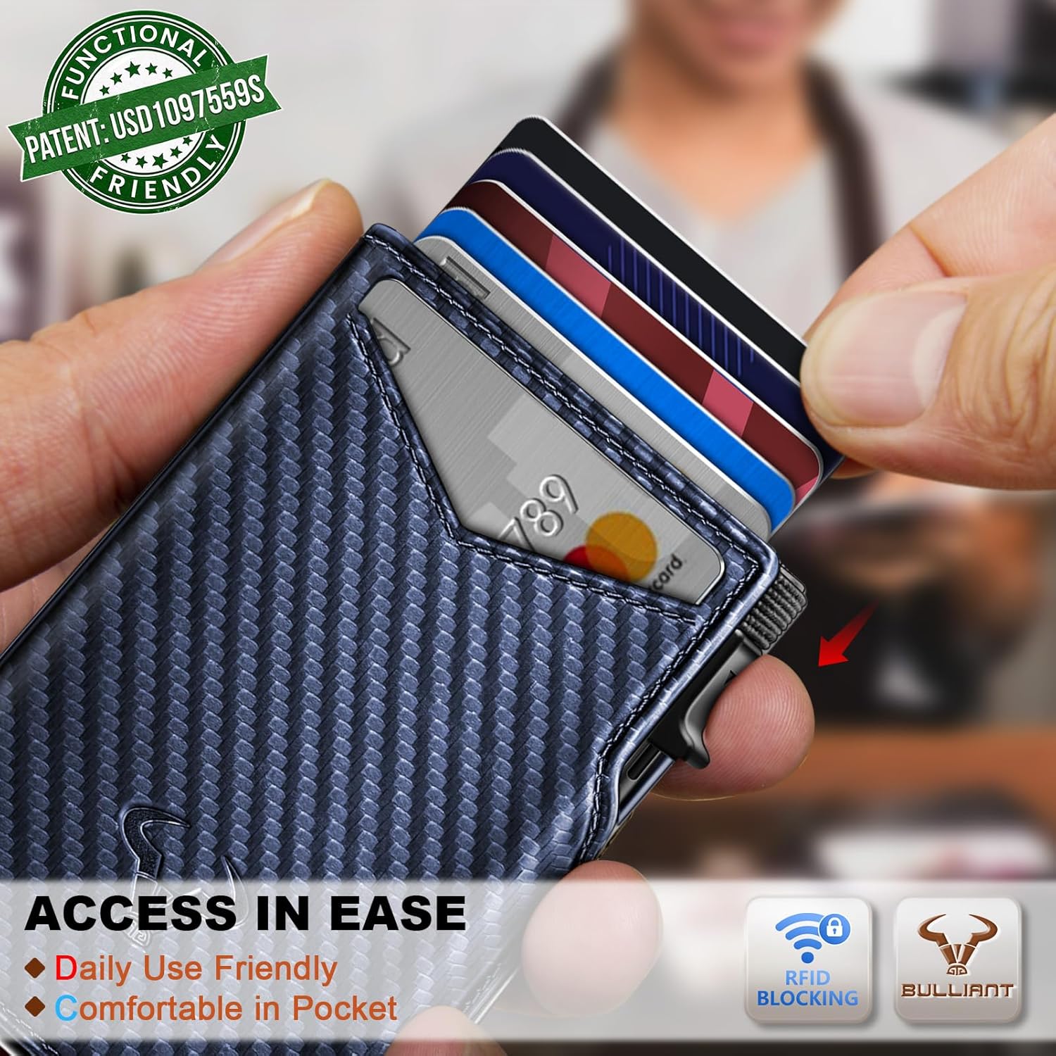 BULLIANT Men Airtag Wallet,Slim Front Pocket Wallet Money Clip for Men Gift 3.8"x2.7",Pop-up Access - Image 6