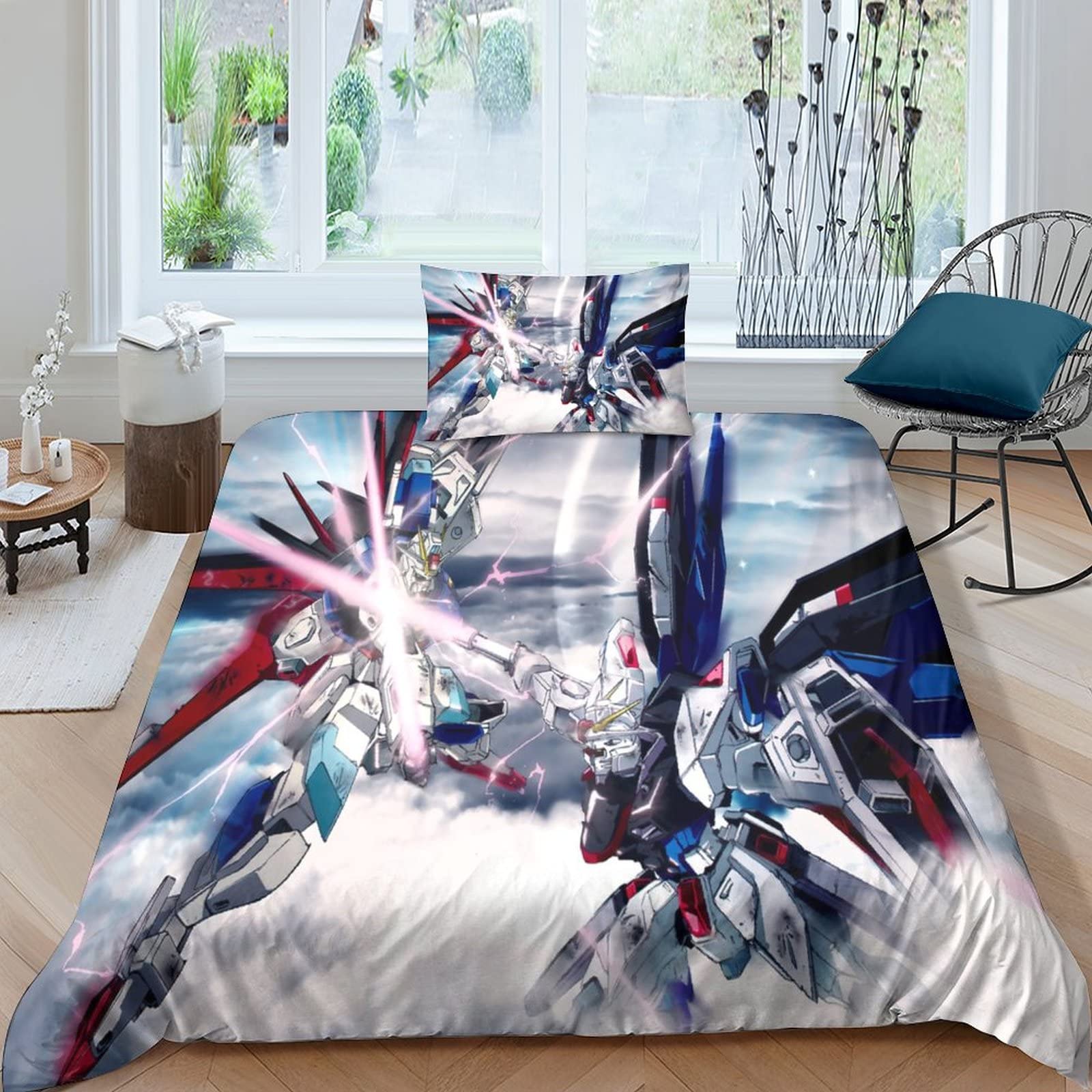 Parure de literie robots 3D housse de couette 135x200 cm taies d'oreiller lit simple pour adolescent