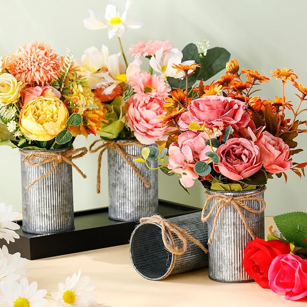 Elegant Dining Table Centerpiece Ideas to Try 26 Rustic Mini Galvanized Flower Vases