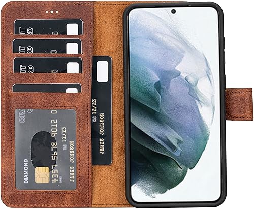 Miniatura 9 de Premium Samsung Galaxy Wallet Case, Handmade Genuine Leather, Detachable Magnetic Flip Cover with Card Holders, Customizable, Horizontal Kickstand