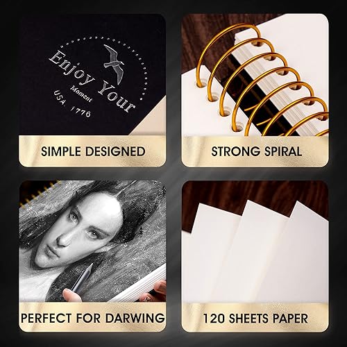 Miniatura 3 de Cuaderno de bocetos de tapa dura para dibujar de 8.5 x 11 pulgadas, cuaderno de bocetos en espiral para adultos, mujeres y niños con 3.53 ozm, 68