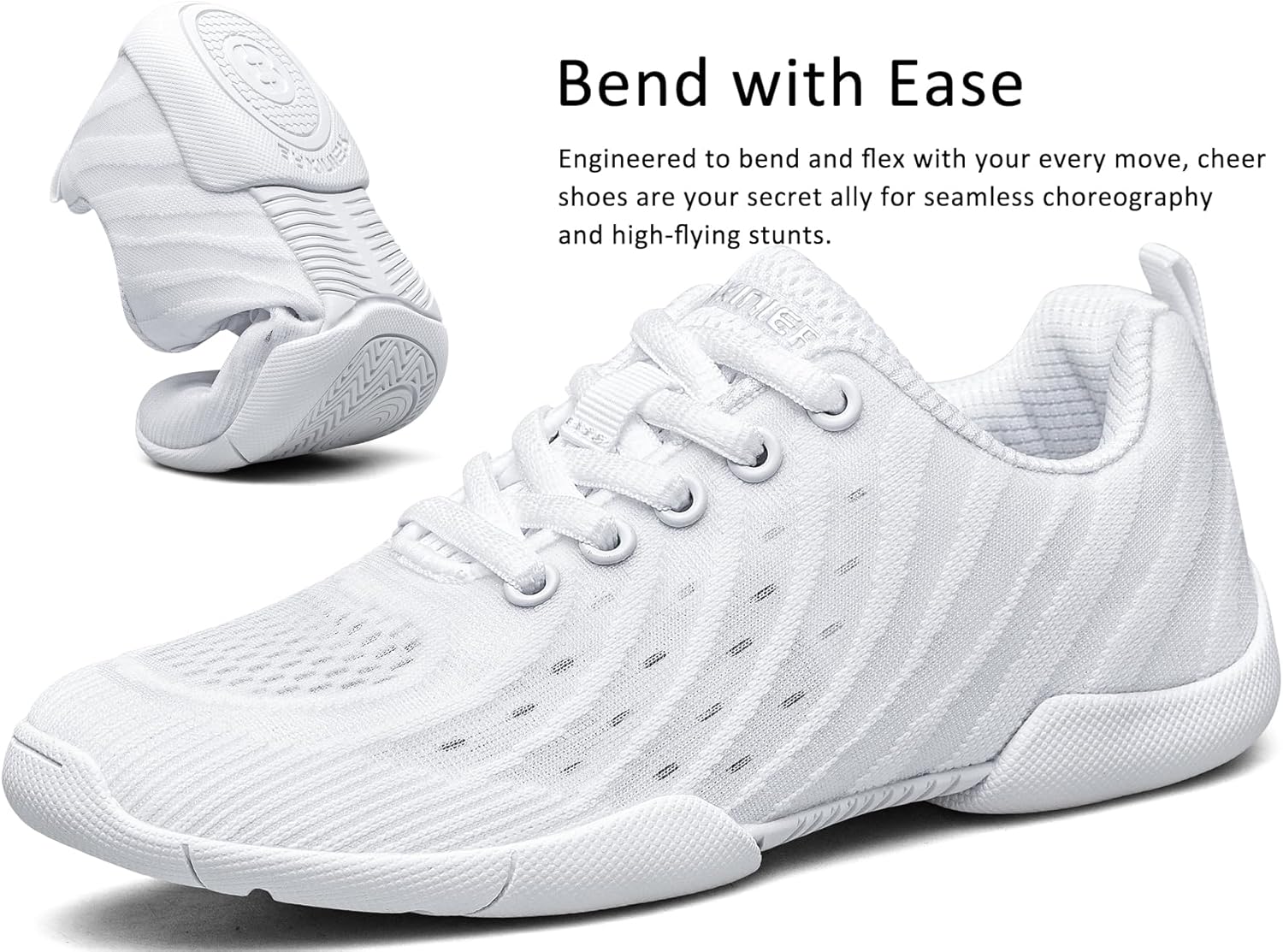 Girls White Cheerleading Shoes Breathable Kids Cheer Competition Sneakers Athletic Training Tennis Shoes - Image 3