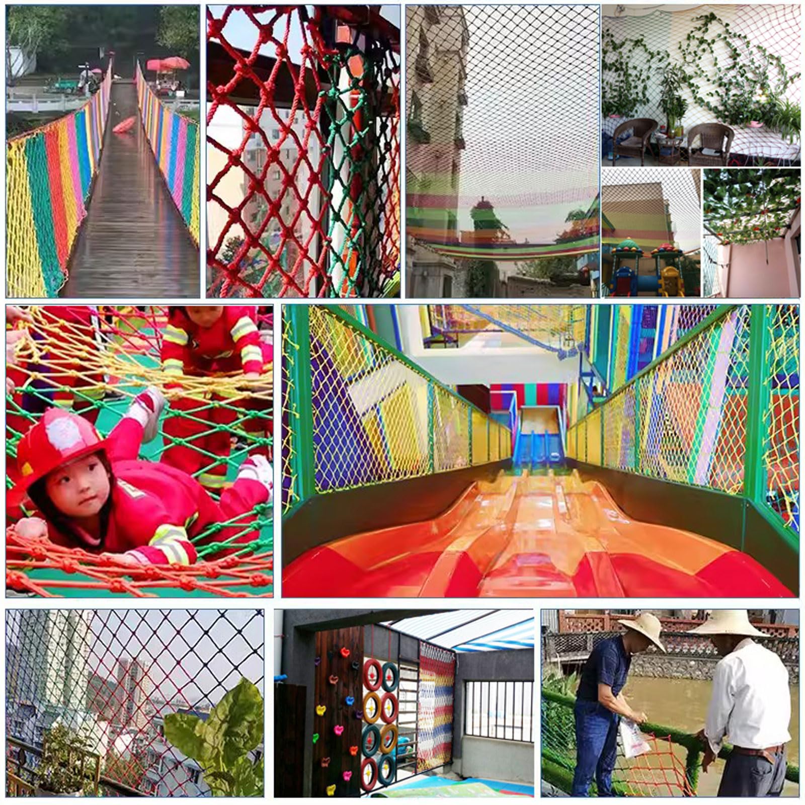 Universal Schutznetz Sicherheitsnetz für Kinder, Nylon Treppenschutznetz Balkon Katzennetz Seilnetz Gartenzaunnetz Dekoratives Innen Und Außen(Size:2 * 2m(7 * 7ft),Color:Bunt)