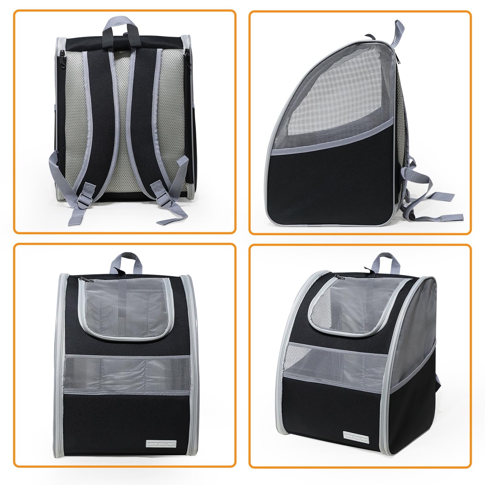 Bolsa de transporte para gatos, transportador de mascotas para gatos y perros, hasta 30 libras, bolsa de viaje plegable, mochila de gran espacio para viajes, color negro