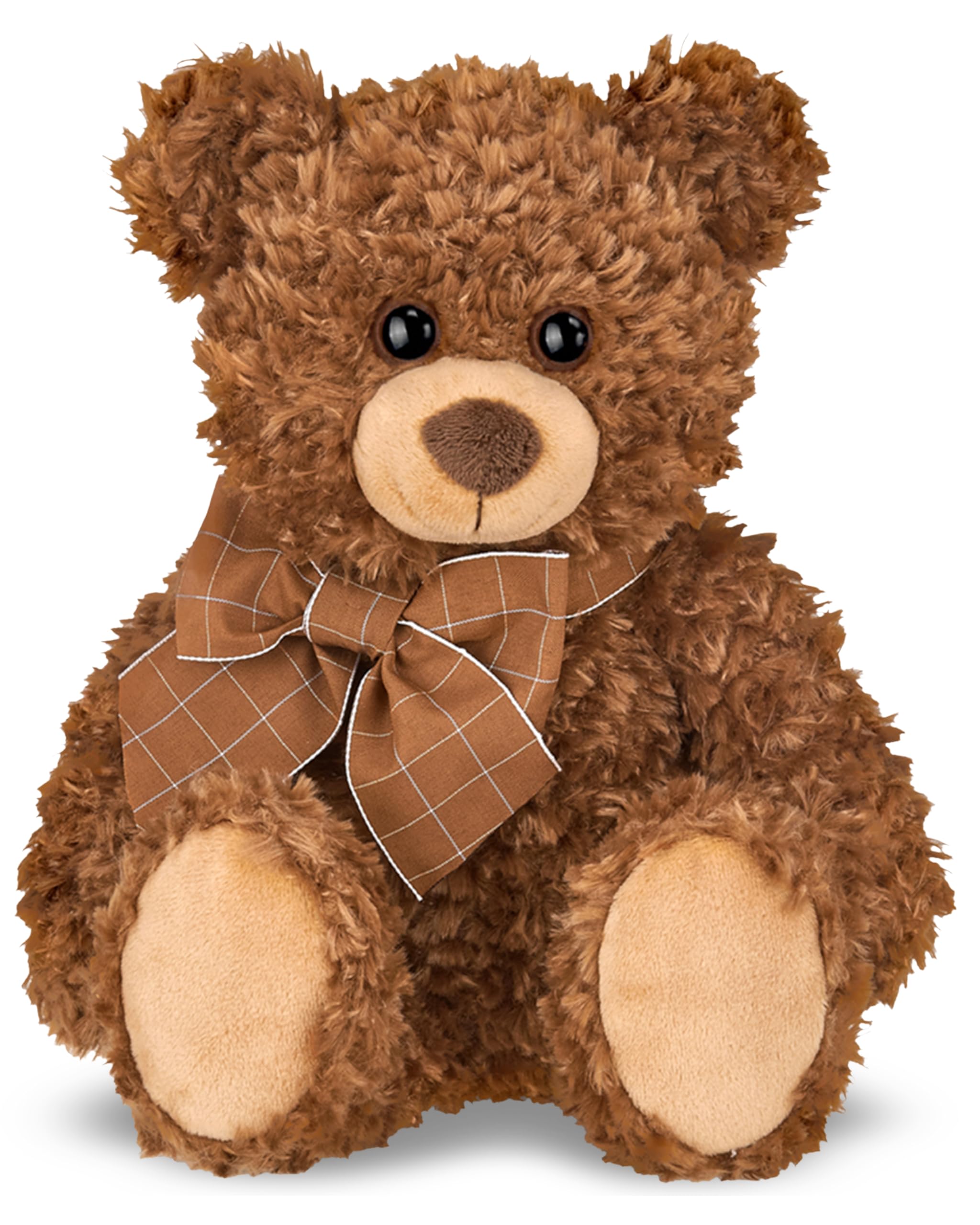 Bearington Lil' Reggie Dark Brown Teddy Bear Stuffed Animal - 12" Plush Brown Poseable Stuffed Bear with Soft Fur, Satin Bow, and Vintage Bears Design