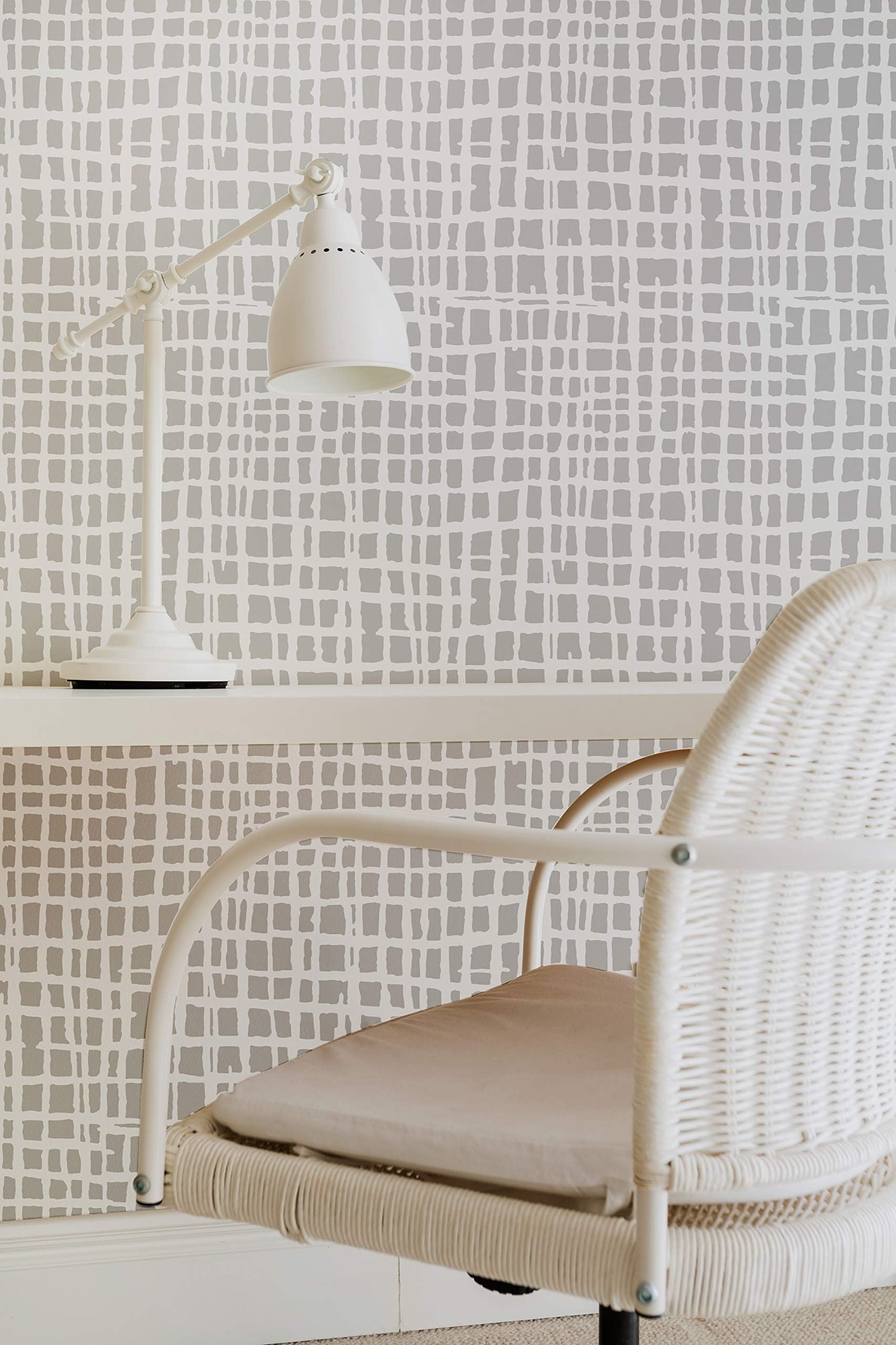 Loose Weave Texture Wall Stencil for Painting Modern Wallpaper Design