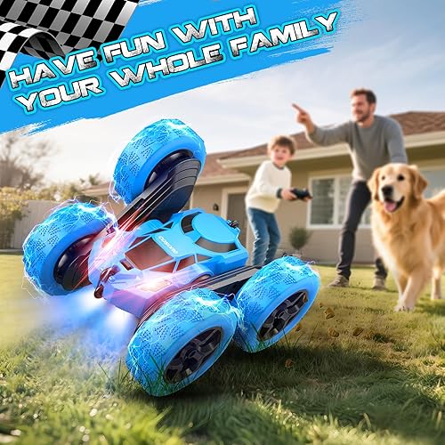 Miniatura 9 de cosone Auto a control remoto - Autos RC para niños - Juguetes para niños - 4WD 2.4Ghz doble cara 360 giratorio recargable todo terreno auto remoto