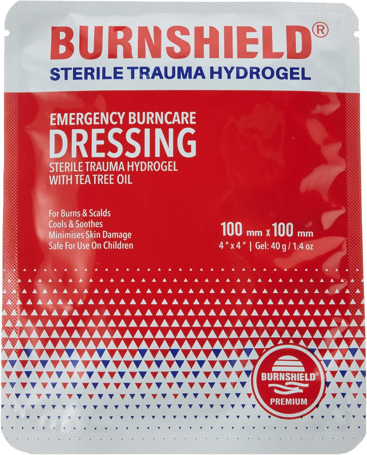 Burn Dressing 4" x 4" – Sterile Hydrogel Trauma Pad for Minor Burns, Scalds & Sunburn – Single Use First Aid Treatment