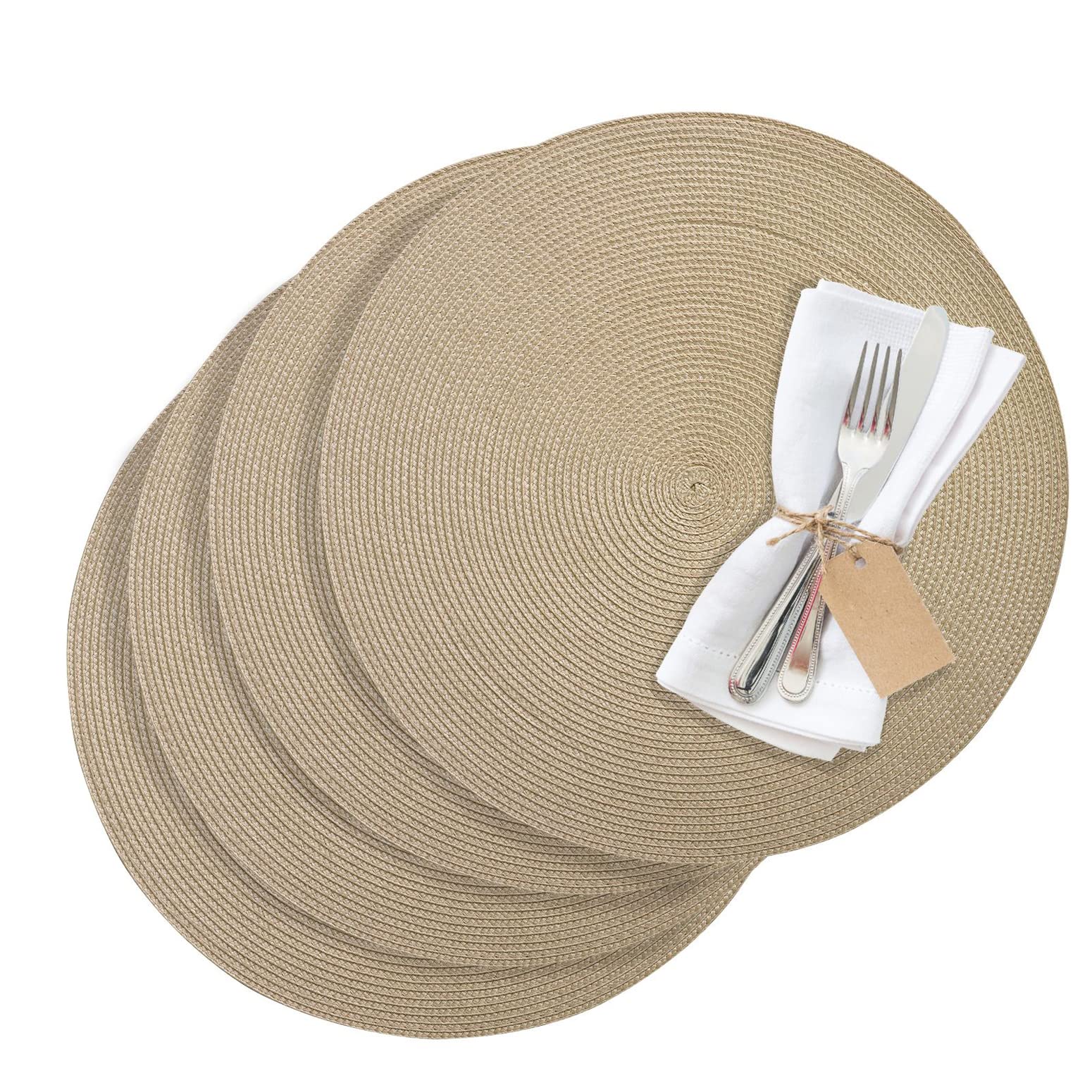 Westmark Set 4 Tovagliette Rotonde Circle - Crema, Lavabili In Tessuto Sintetico, 38 Cm, Saleen Edition