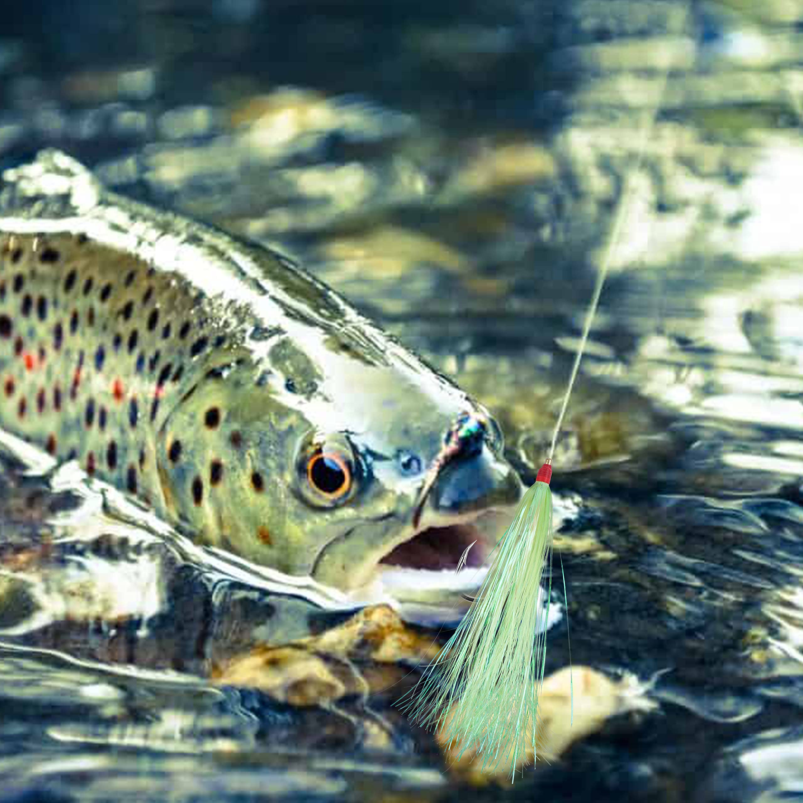 Teaser da pesca, 12/18 pezzi Bucktail Teaser Mylar Teaser Tail Fishing Teaser per Fluke Flounder Rigs per Pesca in acqua salata Esca da pesca Pesca Teaser Spine 3 Colori