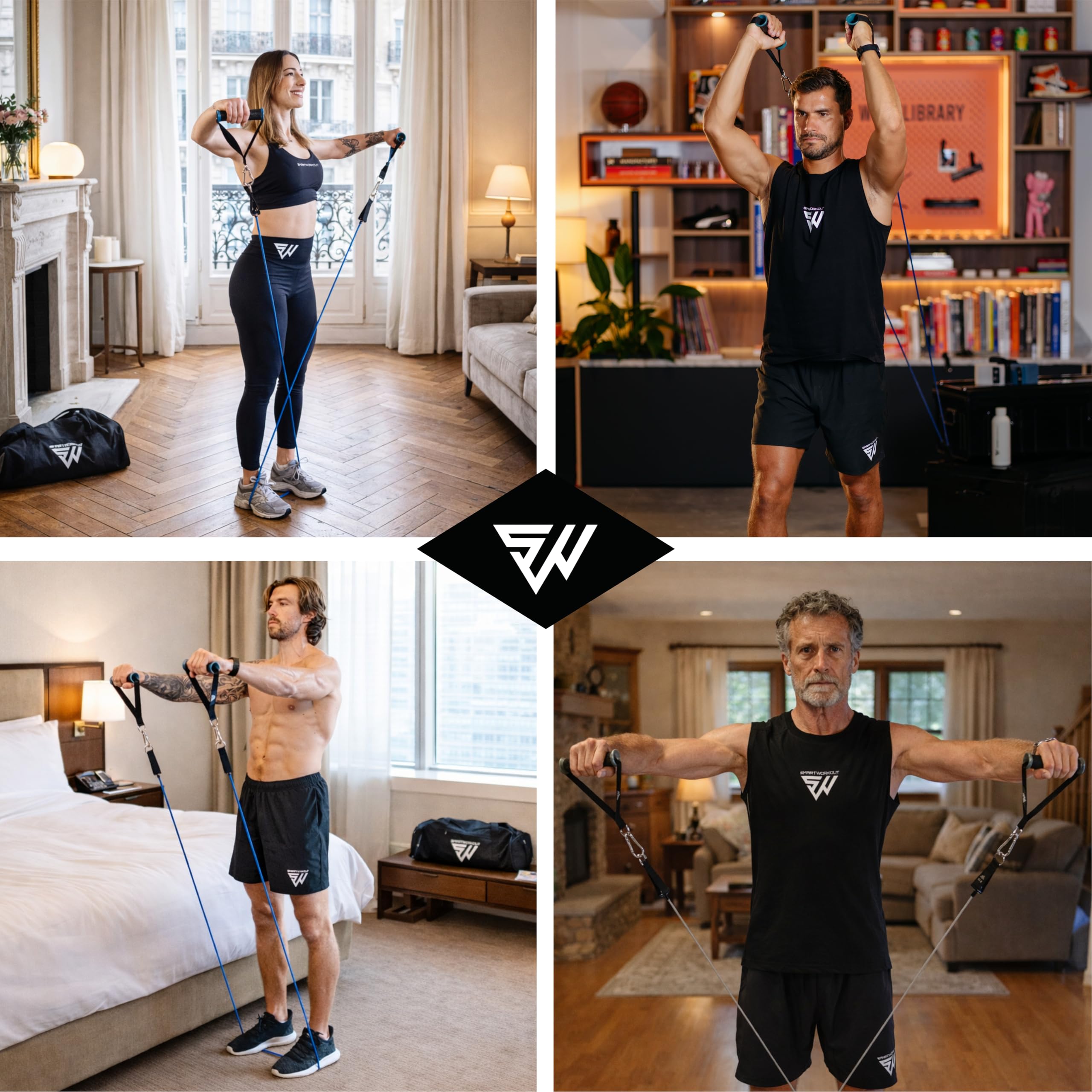 Kit d’Élastiques de Musculation 7 Bandes de Résistance Ajustable 5-120 kg avec Poignées, Sangles de Cheville, Ancrage de Porte