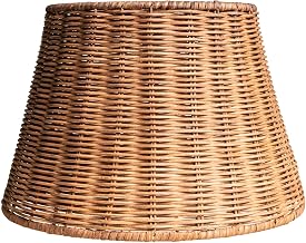 Rattan Lamp Shade, Hand Braided Tapered Lampshade, Versatile for Ceiling, Pendant, Wall and Table Lamps (1, Deep Brown)