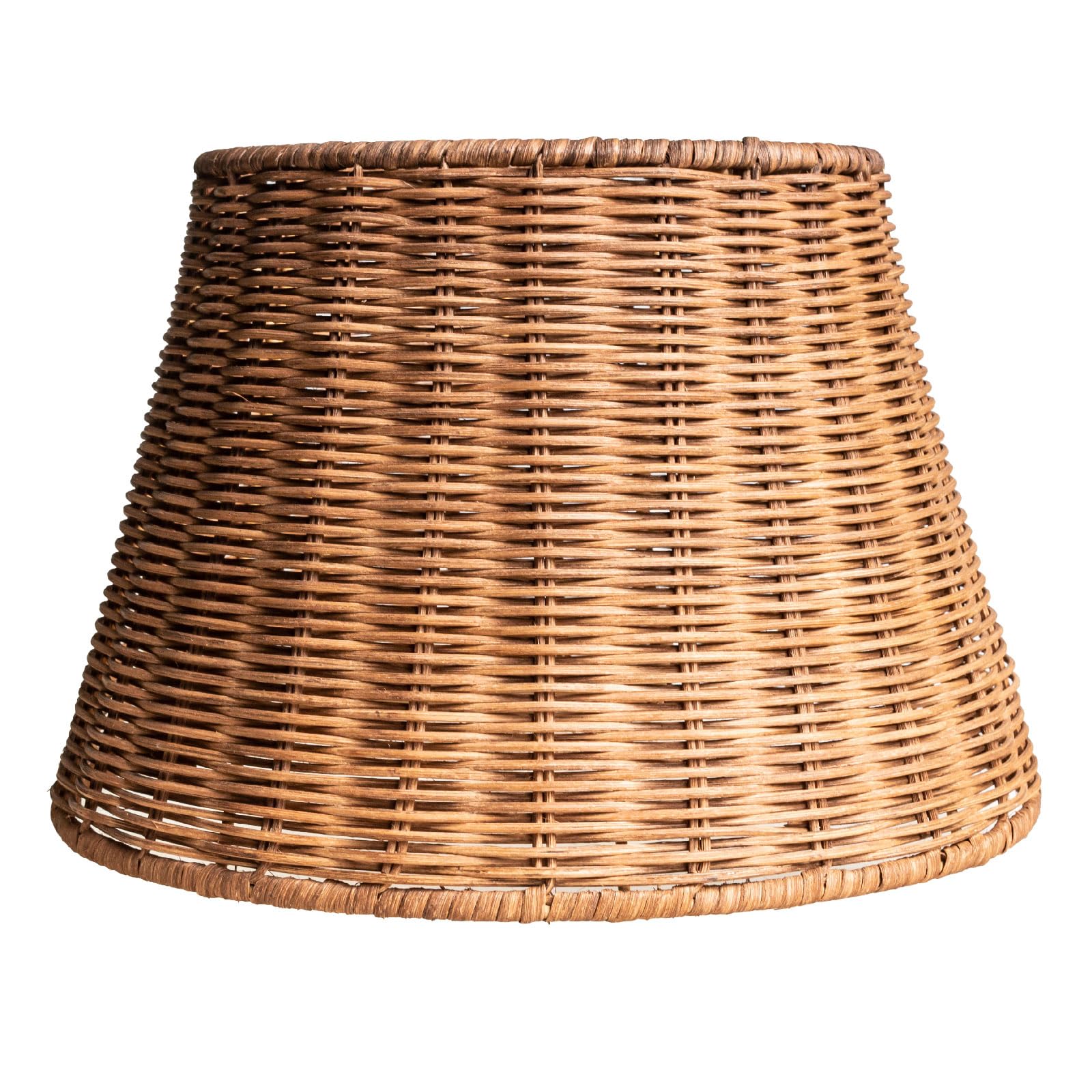 Osasy Rattan Lampshade, Hand Woven Tapered Shape, Versatile Use for Ceiling, Hanging, Wall and Table Lamps (1, Deep Coffee)