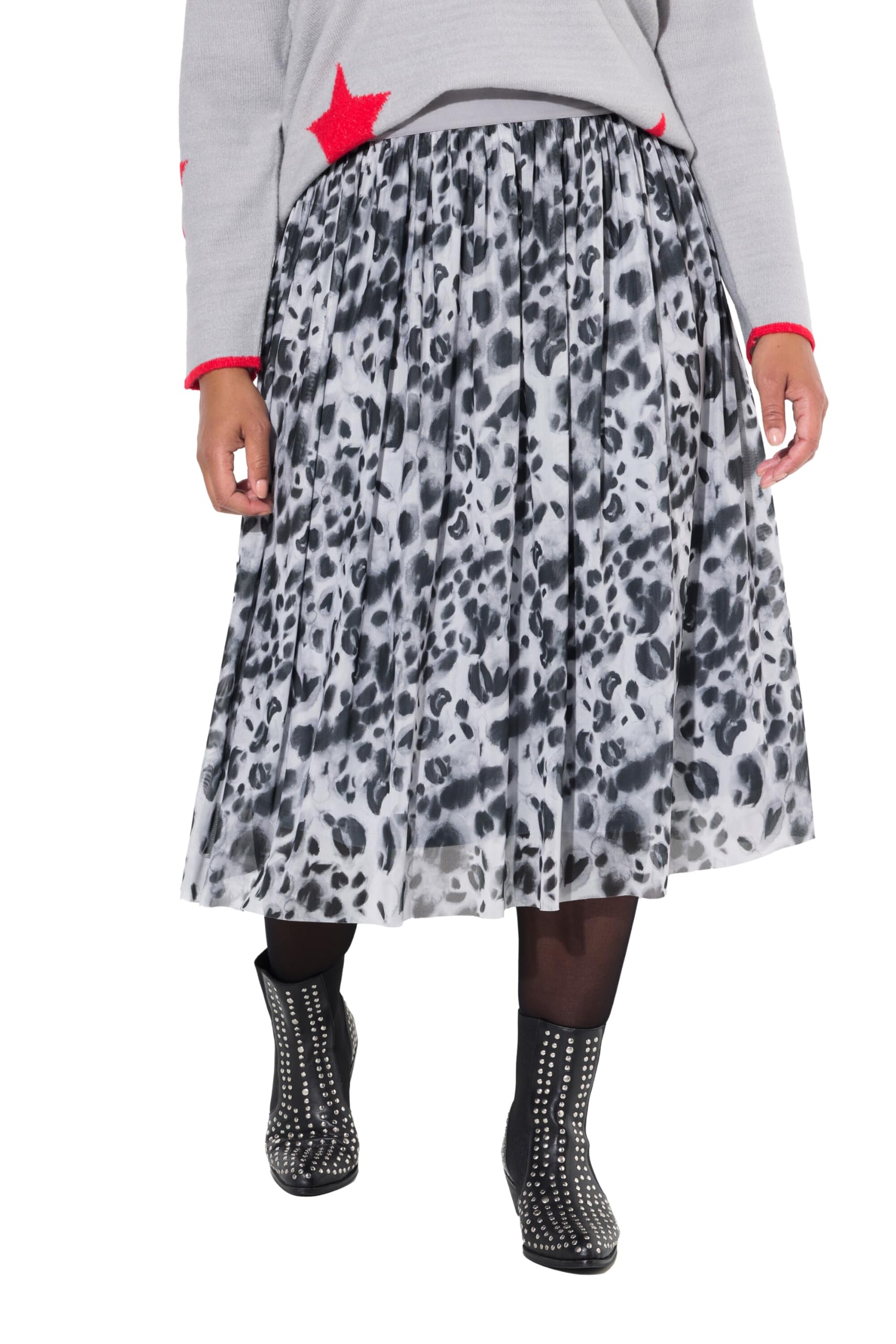 Angel of Style Damen große Größen Übergrößen Plus Size Meshrock, gerade, Animal-Muster, Elastikbund 835700