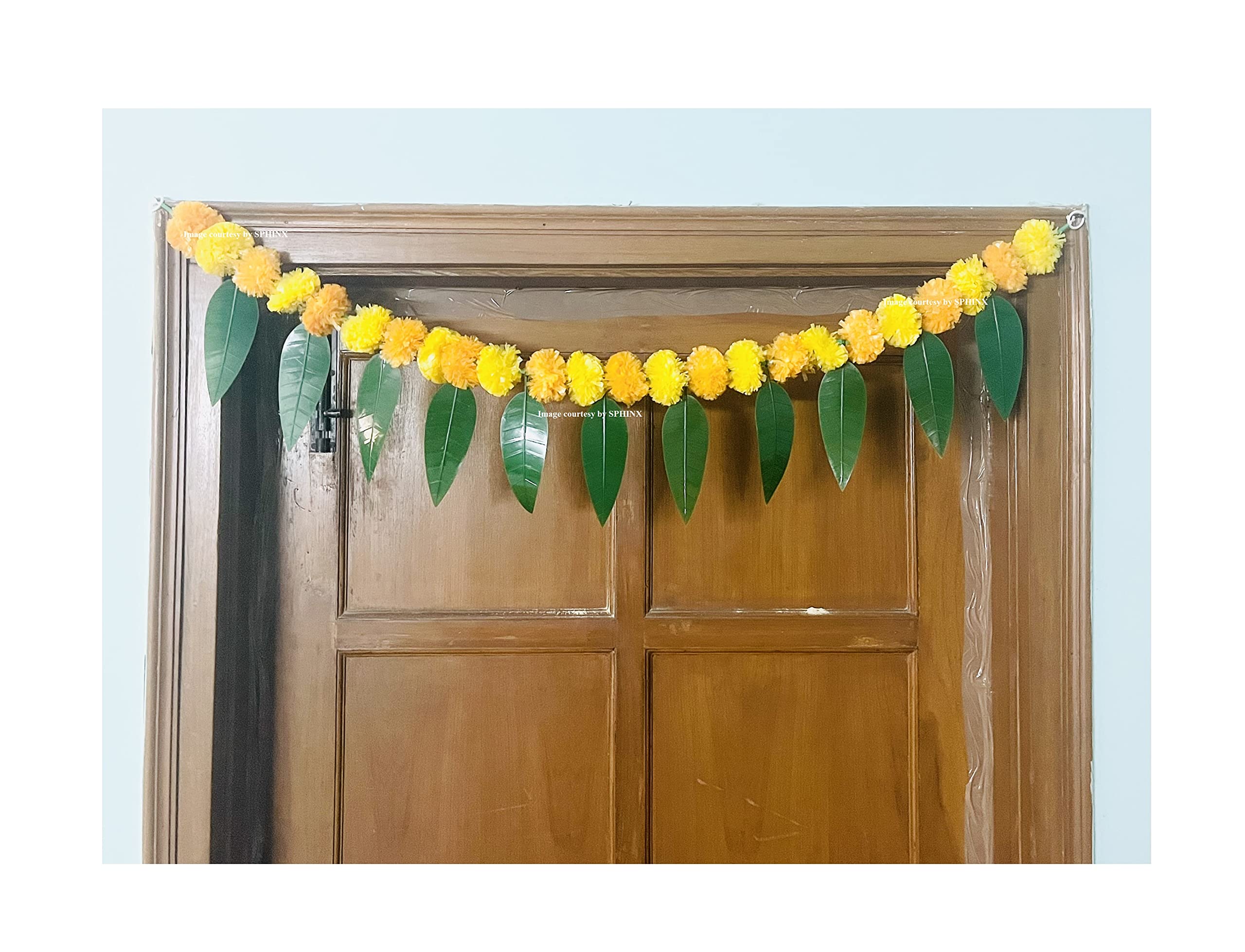SPHINX Artificial Marigold &Mango Leaves Simple Door-Window toran/Door hangings/Festive Decorations - Approx.100 cms/40 Inches/3.33 Ft. - (Yellow and Light Orange, 1 Piece only) (B09P58CVH1) Amazon Price History, Amazon Price Tracker