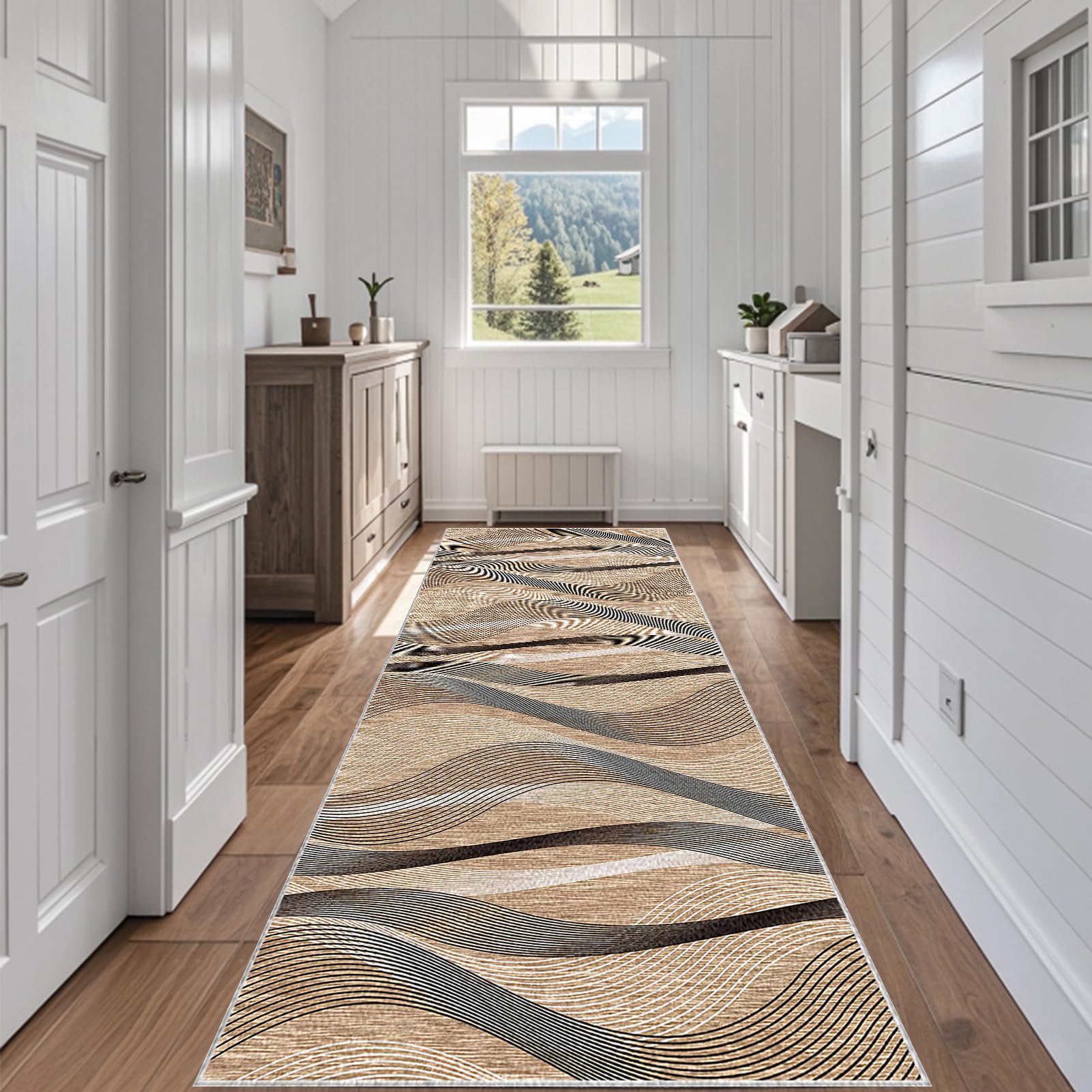 Tapis de couloir long 110 x 300 cm lavable pour cuisine et entrée