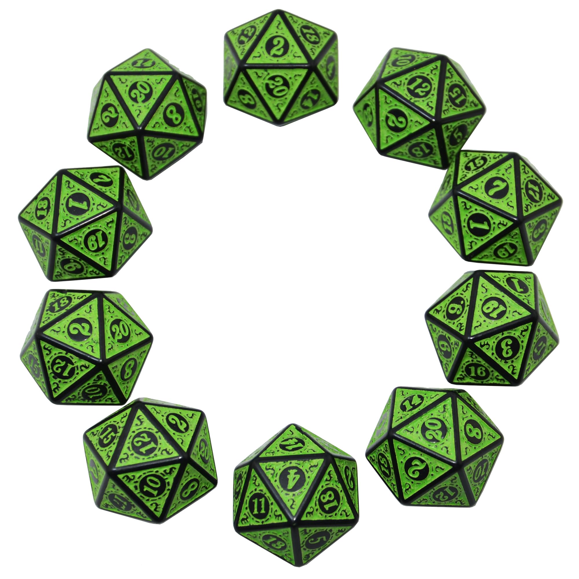 SmartDealsPro 10-Pack Retro 26mm Large 20 Sided Dice D20 Polyhedral Dice for DND RPG MTG Table Game(Retro Green) — image 1