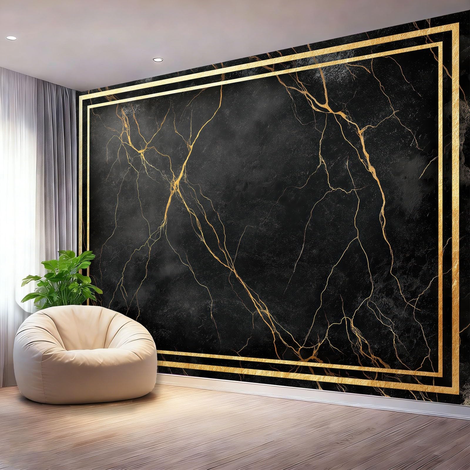 Tapeta 3D z włókniny luksusowy marmur granica 400 x 280 cm tapeta ścienna do salonu sypialni czarny