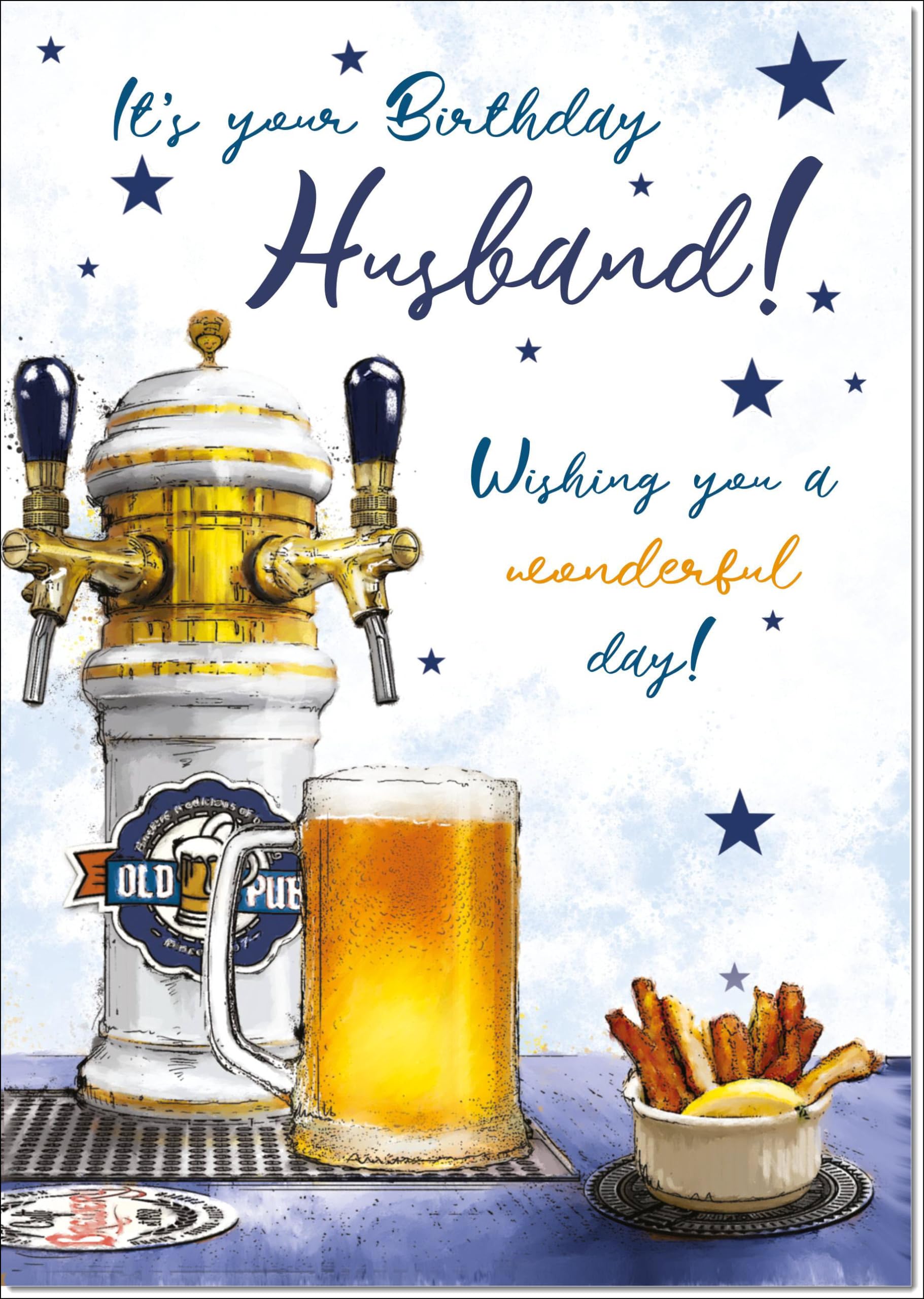 doodlecards Husband Birthday Card Beer Tap and Pint Large A4 Size with Plain Envelope — image 1
