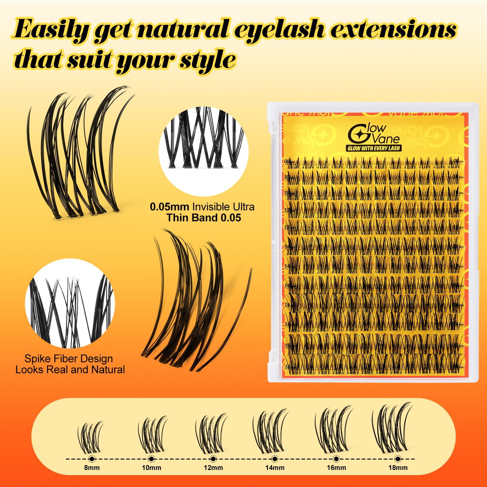 Lashes-Individual Kit Manga Style, Glowvane Cluster Lashes Kit D Curl - Image 3