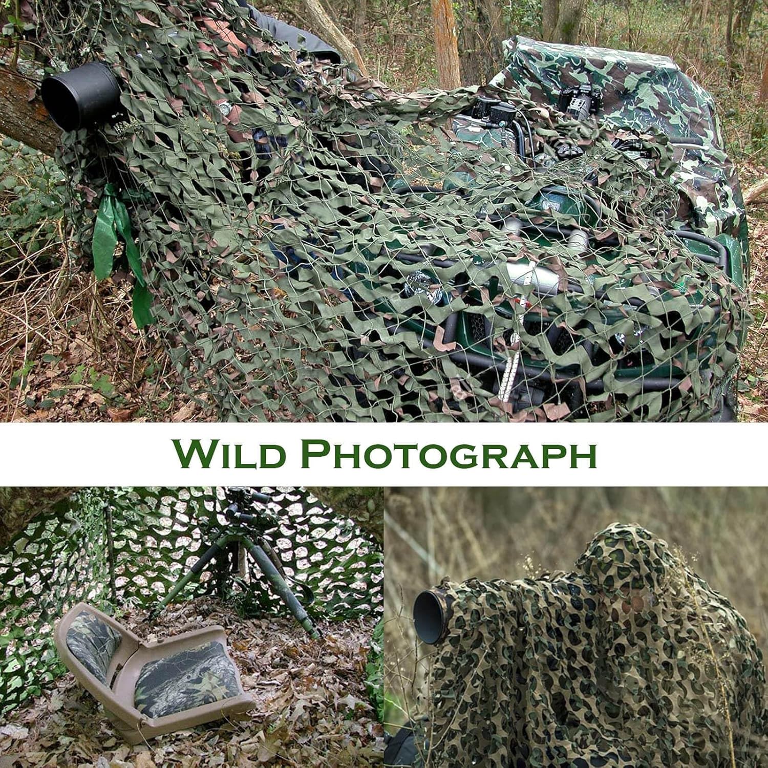 Camo Netting Camouflage Netting 6.5ft×10ft,10ft×10ft, 20ft×20ft,with Mesh Backing, Hunting Blind Nets, Sunshade Canopy, Army Tarp Fence Net for Party Decoration, Photograph and Car Cover - Image 4