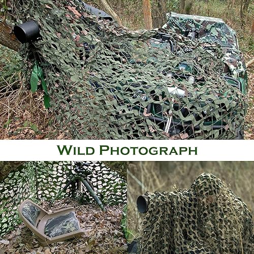 Miniatura 4 de Red de camuflaje de 6.5 x 10 pies, 10 x 10 pies, 20 x 20 pies, con respaldo de malla, redes ciegas de caza, toldo de parasol, red de lona militar