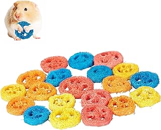 Dong Huang 20Pcs Bunny Chew Toys for Rabbit Pet Tooth Chew Toys, Organic Natural Loofah Chew Toys, Handmade Material Toys for Guinea Pig Hamster Rabbit Rat