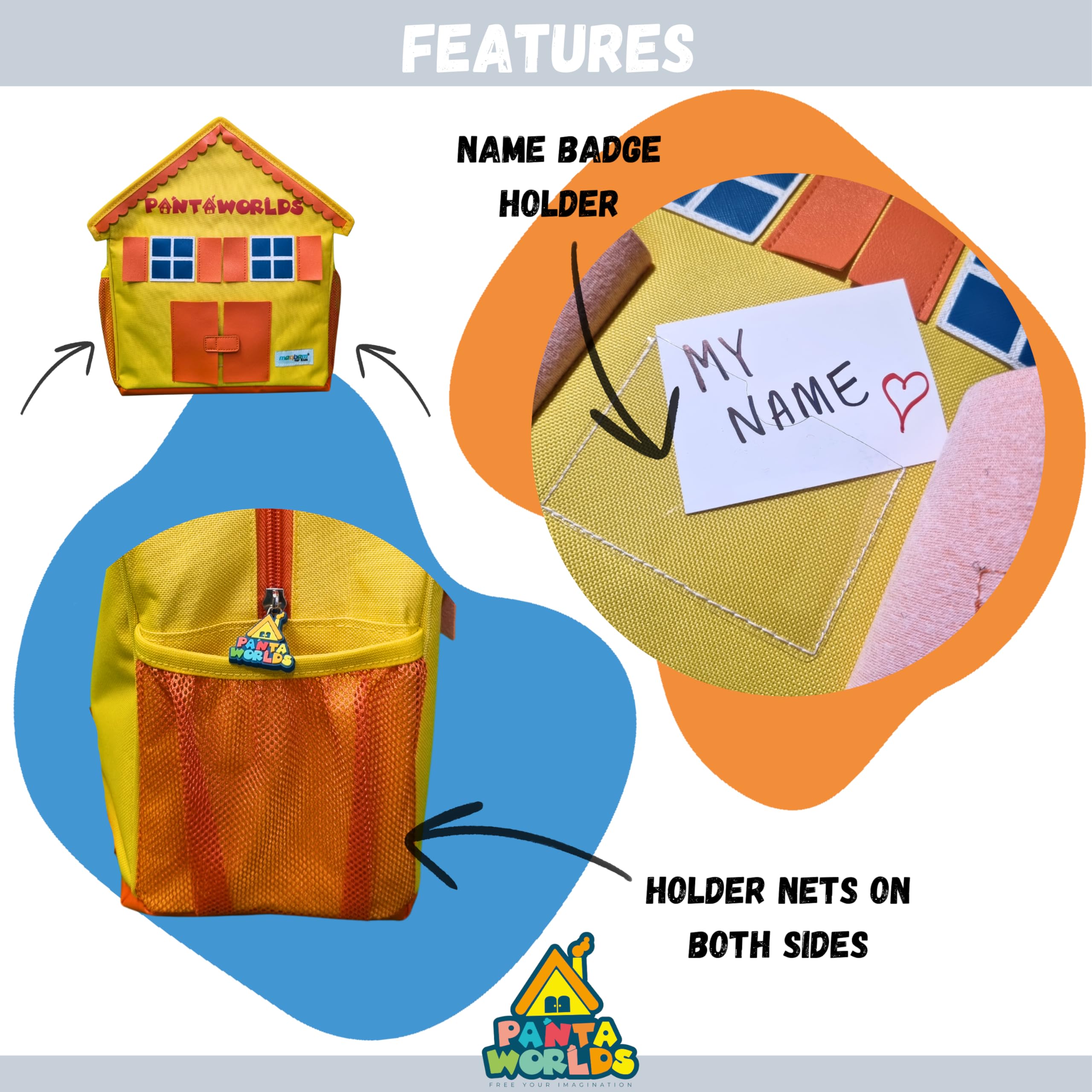 Pantaworlds Bag | Zaino Bambino a Forma di Casa, Zainetto Asilo per Bambini Impermeabile e Antiabrasione | Unisex | Idea Regalo Bambini | Certificato CE