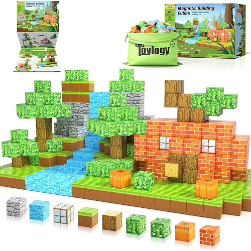 Magnetic Blocks-Build Mine Magnet World Pumpkin Edition Kids Games Toys for Boys Girls 3+ Years Old Magnetic STEM Construction Toys Ages 4-6 6-8 5-7 for Halloween Birthday Gifts