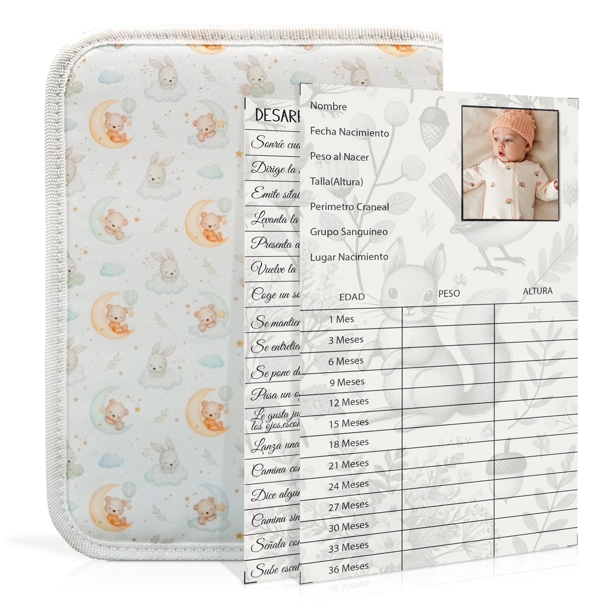 Portadocumentos Bebé para Cartilla Sanitaria con Tarjetas de Crecimiento y Primeros Logros, Carpeta y Porta Documentos Bebé, Funda Libro de Salud, Regalo para Baby Showers — view 9