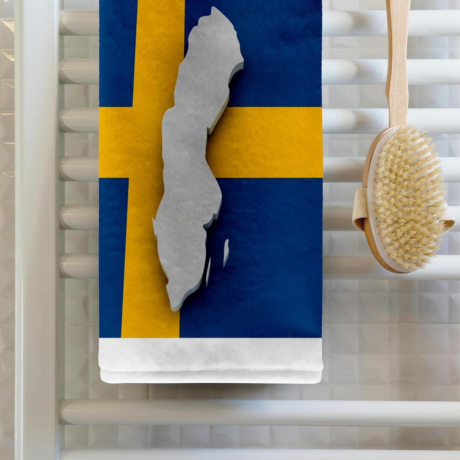 3dRose Image of Exotic Sweden Map On Swedish Flag 22x30 Bath Hand Pool Towel