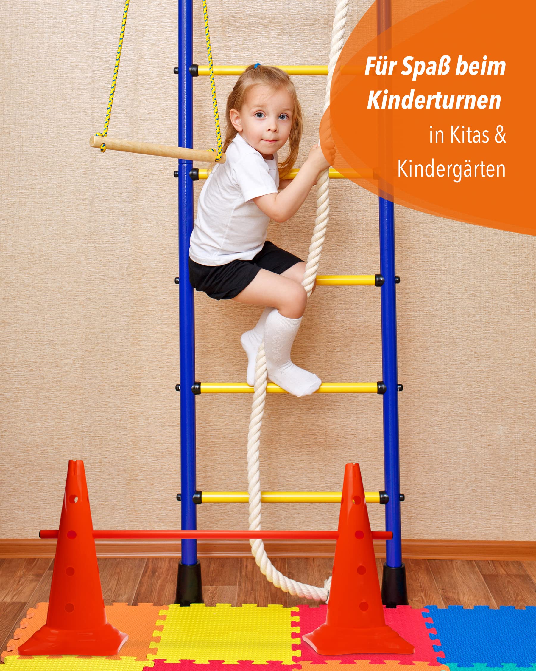 Kombi Kegel-Hürde 50 mit Stangen 100 cm – 4er Set – Parcours-Hindernis für Agility Training – Sprung- & Slalom-Hütchen für Hund, Sport, Pferd & Kind