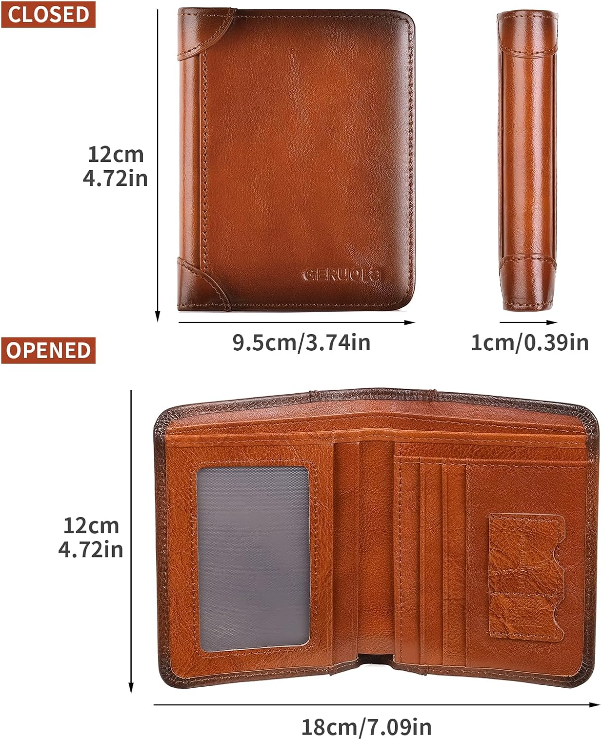Bifold Slim Men Wallet Genuine Leather, Wallet for Men With 1 ID Window and RFID Blocking, 7credit card slots, (Brown) - Image 6