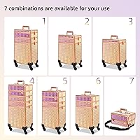 Vista 2 de Rolling Makeup Case, Makeup Train Case with Lid, 5 in 1 Cosmetology Case on Wheels, Christmas Gift, Large Makeup Organizers, Profesional Cosmetic