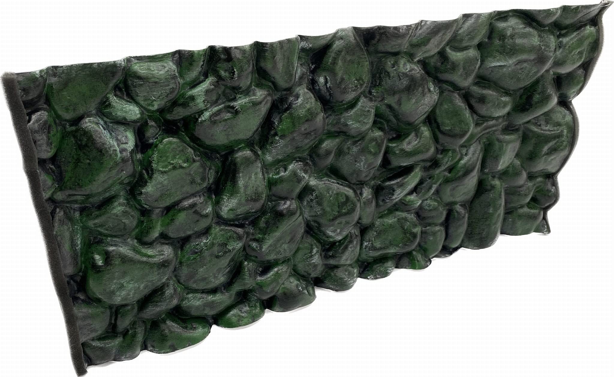 PLASTIKO - Fondo de Acuario, Pared Trasera de 80 x 50 cm, fácil de Montar y Limpiar, no Requiere Pegado, Seguro para Animales, Verde con un patrón de Piedras de río