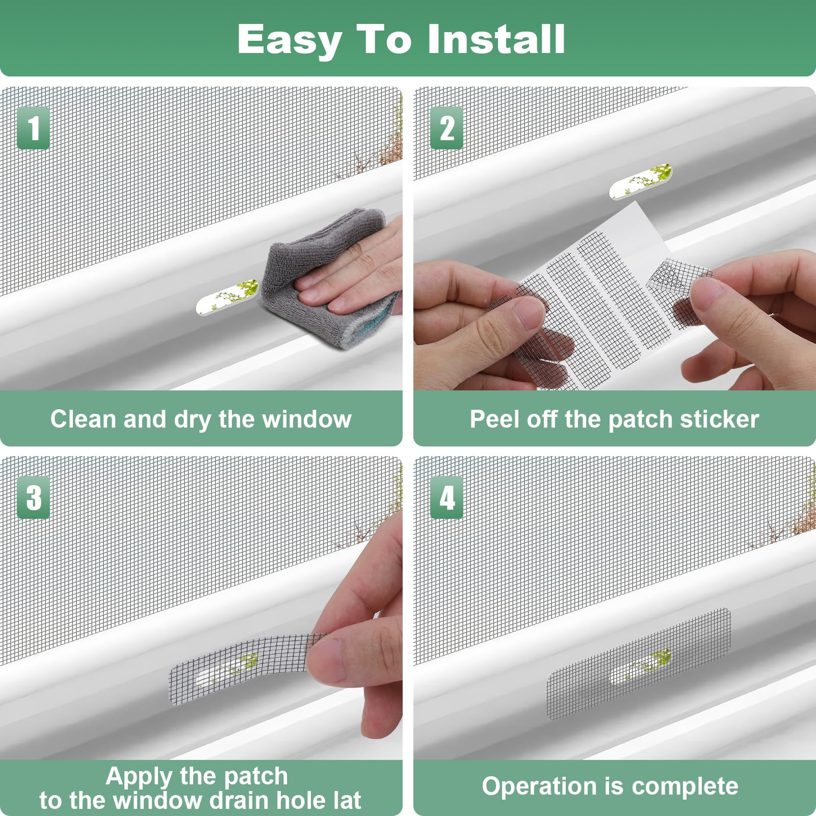 REDTRON Kit Di Riparazione Dello Schermo Della Finestra Autoadesiva, Kit Di Riparazione Della Maglia Della Porta Dello Schermo 90 Pezzi, Fibra Di Vetro Finestre Schermo Patch