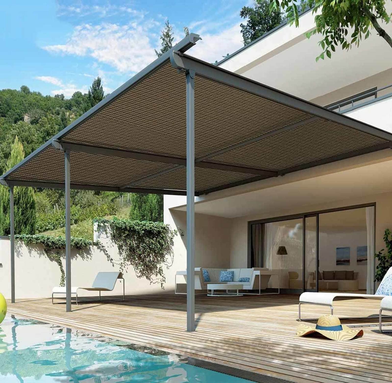 WQPMNYG Customizable Brown Shade Sail for Garden Canopy Breathable Tear-Resistant Mesh Reinforced Edges Ideal for Balcony Courtyard Outdoor Use (6x7m)