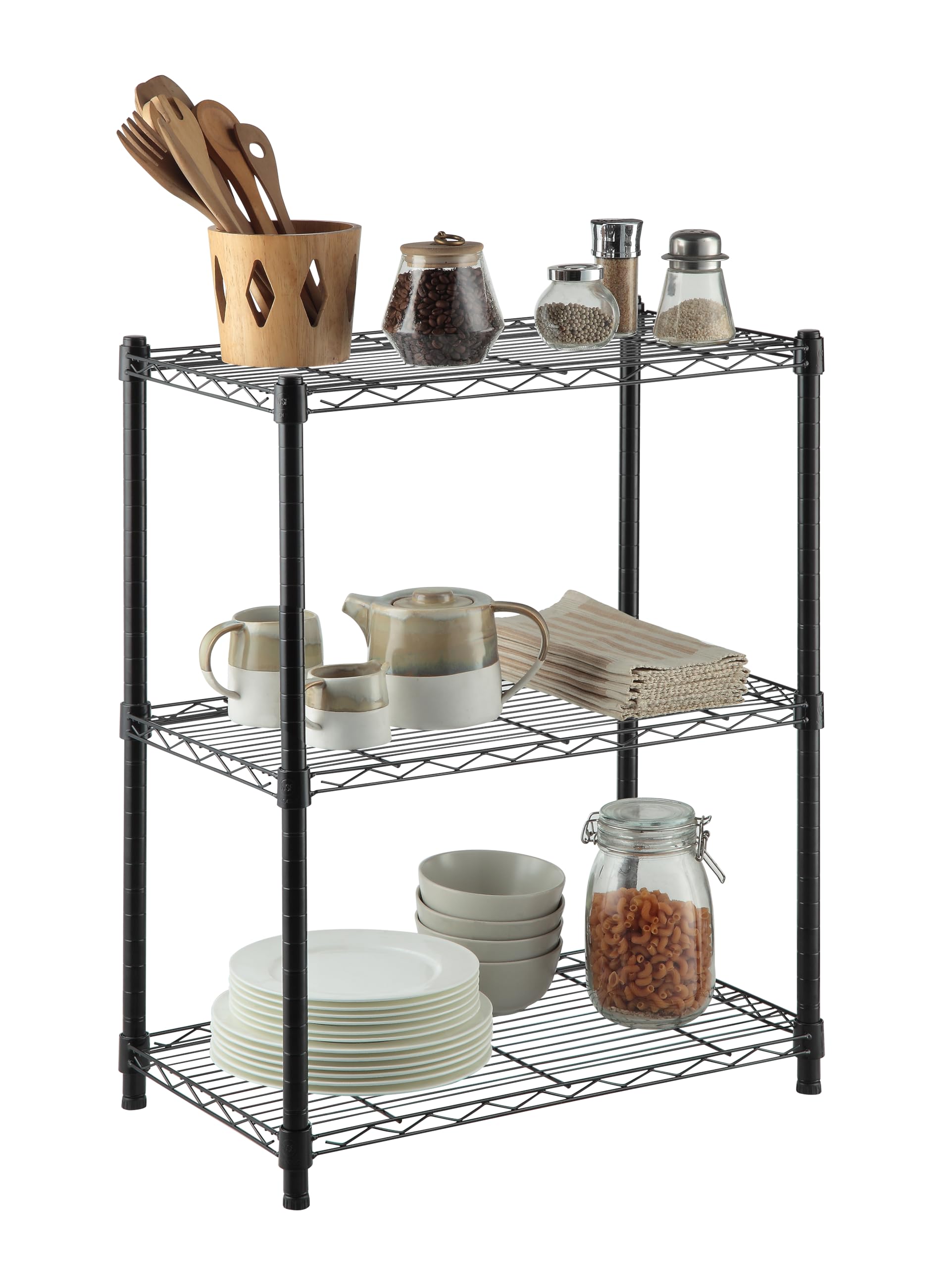 KitHome KG KITGARDEN Estantería Metálica Decorativa de Acero en Negro y 3 Baldas, 75x60x35cm