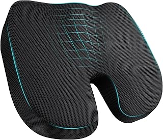 Memory Foam Seat Coccyx Cushion for Office Chair Pain Relief Cushion Pillow for Back Support Non-Slip Seat Pad for Office Desk, for Car, Travel and Wheelchair, Sciatica-Black