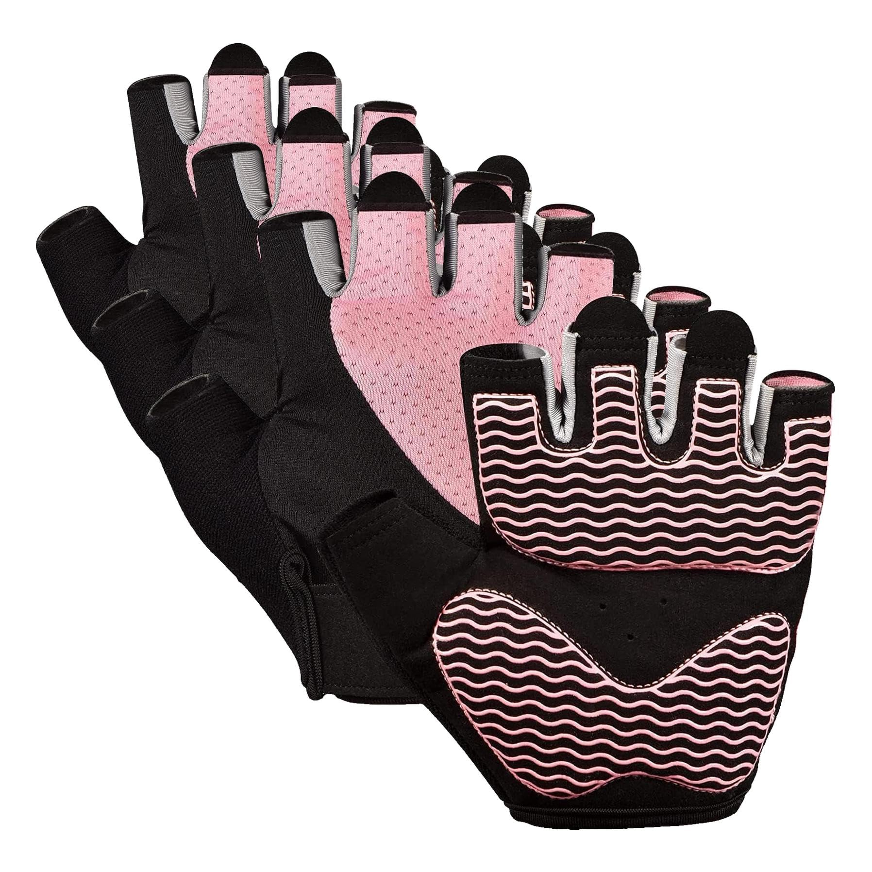 sunnex Workout Gloves for Women - Breathable Weight Lifting Gloves with Non-Slip Silicone Padding, Fingerless Gym Gloves for Cycling, Rowing, Pull Ups &amp; Training (4 Sizes)