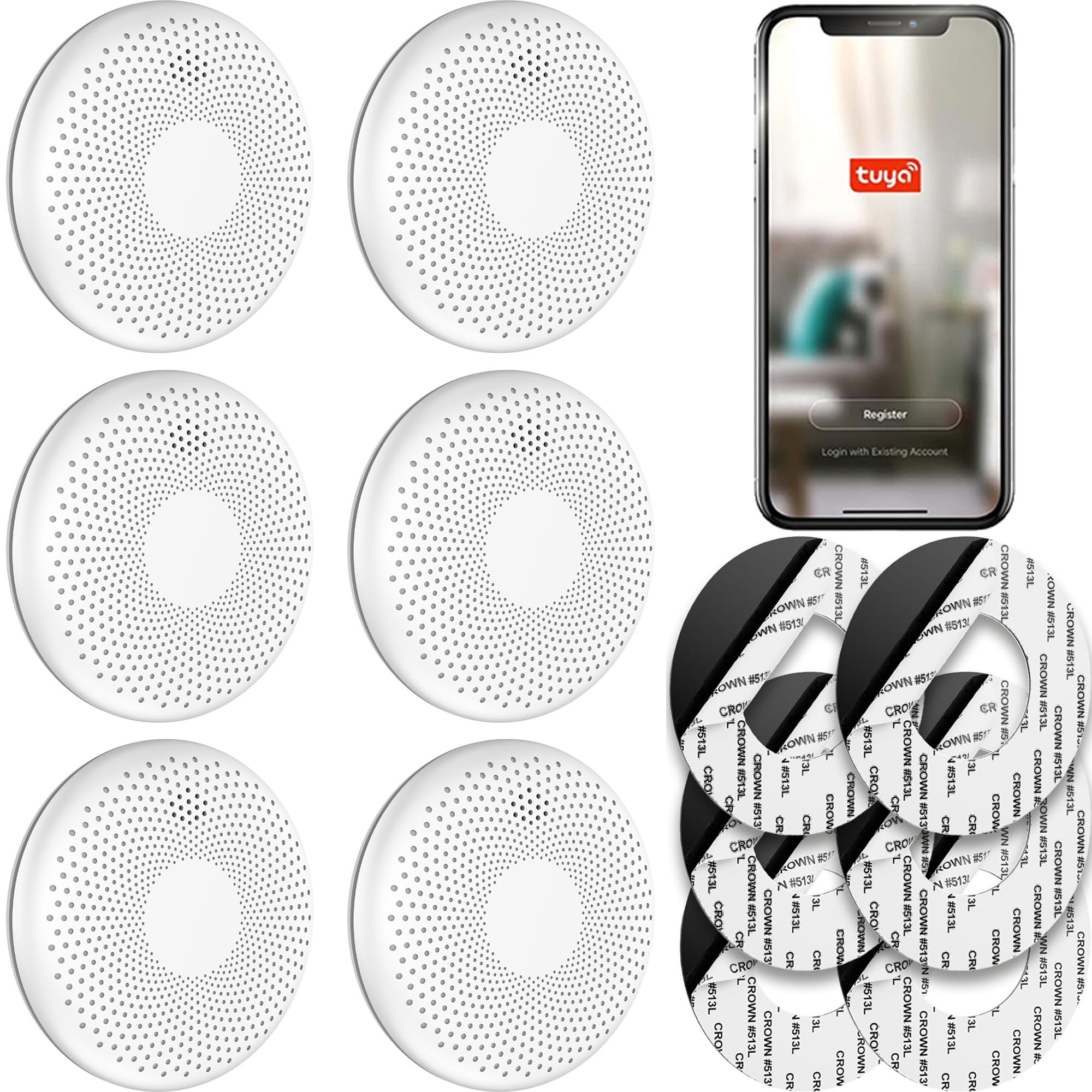 SAVS CS11W Kombinierter Rauch und CO Melder WLAN 6er-Pack – 10 Jahre Batterie – Rauchmelder und Kohlenmonoxid Melder - Smart WiFi kompatibel mit Tuya App – Montage ohne Bohren