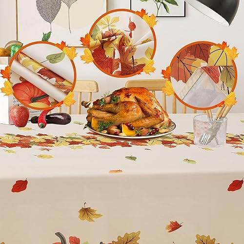 Miniatura 5 de TOMORO Mantel rectangular de Acción de Gracias, impermeable y lavable, mantel con temática de otoño, para decoración de cenas y fiestas, 60 x 84