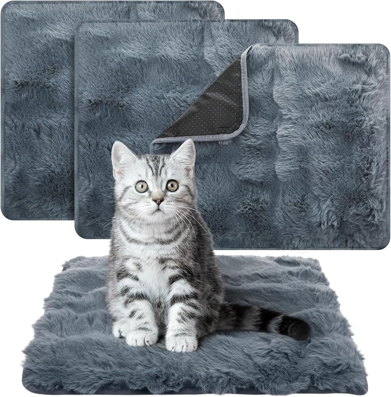 Colchonete Autoaquecível para Gatos com Capa Removível e Base Antiderrapante Clysee Cinza-escuro 32,00 x 26,01 cm, Pacote com 3